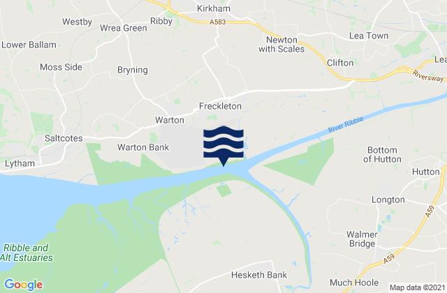Karte der Gezeiten Kirkham, United Kingdom