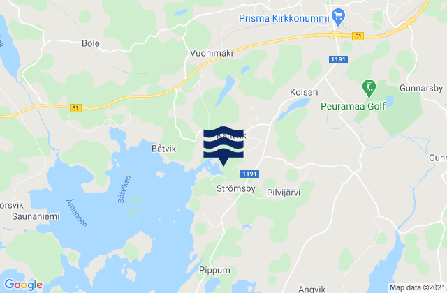Karte der Gezeiten Kirkkonummi, Finland
