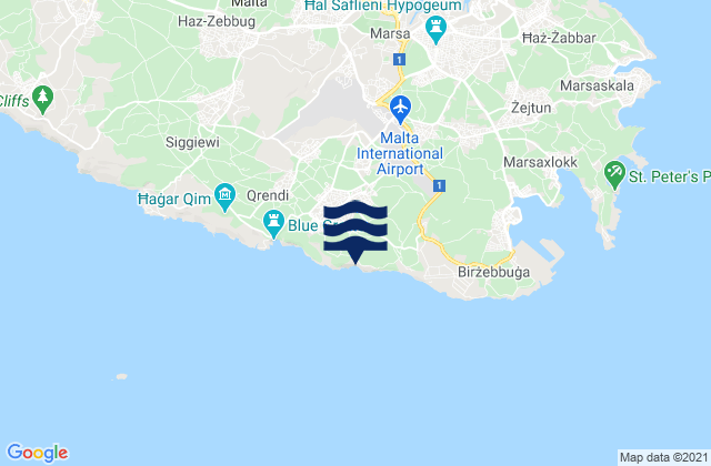 Karte der Gezeiten Kirkop, Malta
