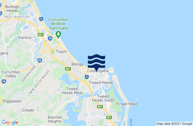 Karte der Gezeiten Kirra, Australia