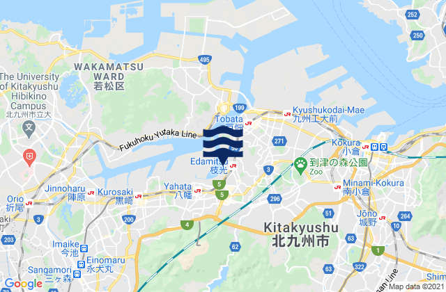 Karte der Gezeiten Kitakyushu-shi, Japan
