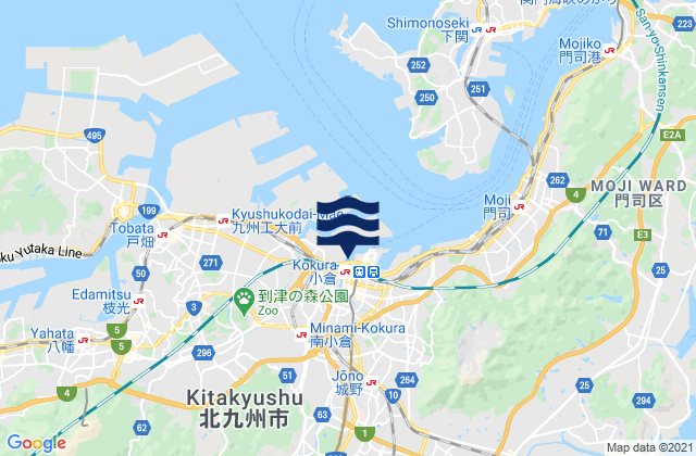 Karte der Gezeiten Kitakyushu, Japan