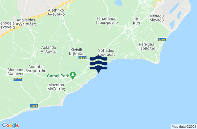 Karte der Gezeiten Kivisíli, Cyprus