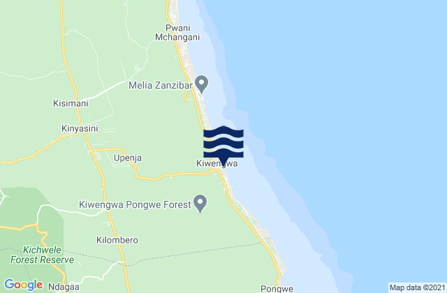 Karte der Gezeiten Kiwengwa Beach, Tanzania