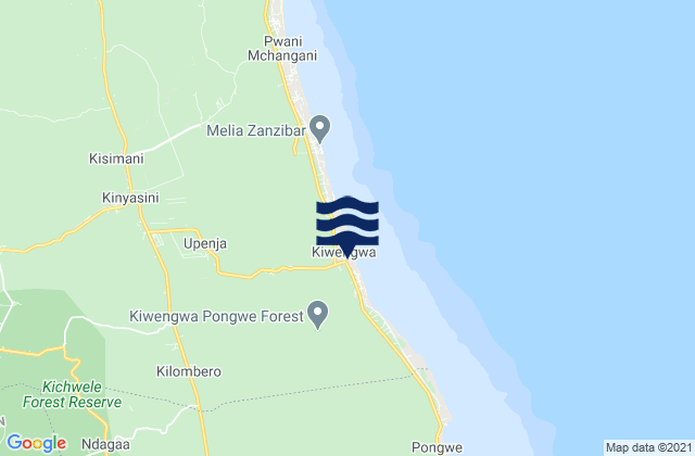 Karte der Gezeiten Kiwengwa, Tanzania