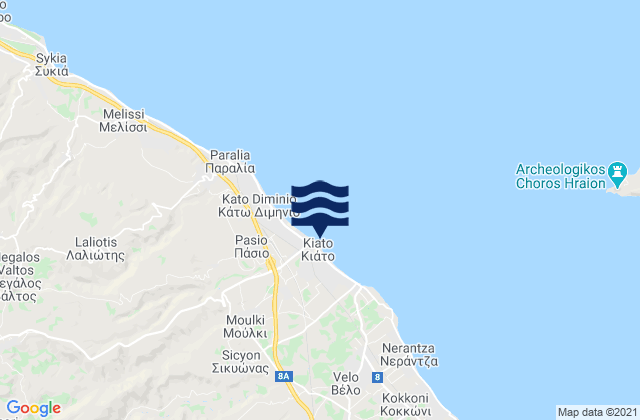 Karte der Gezeiten Kiáto, Greece