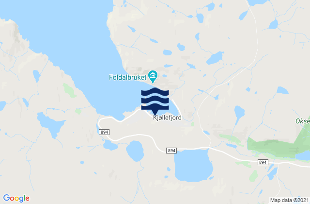 Karte der Gezeiten Kjøllefjord, Norway