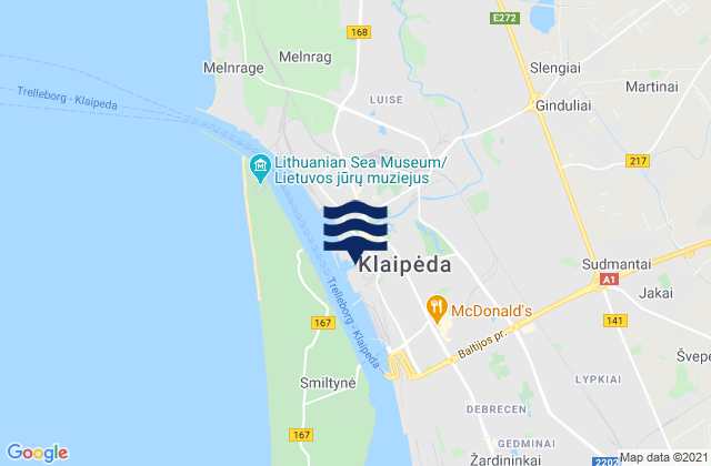 Karte der Gezeiten Klaipėda, Lithuania