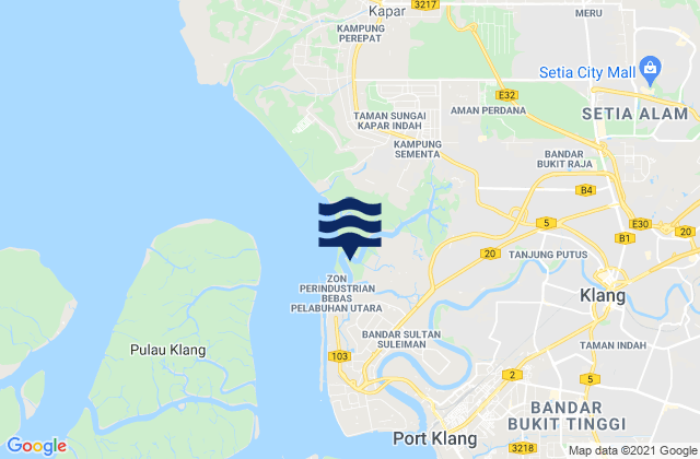 Karte der Gezeiten Klang, Malaysia