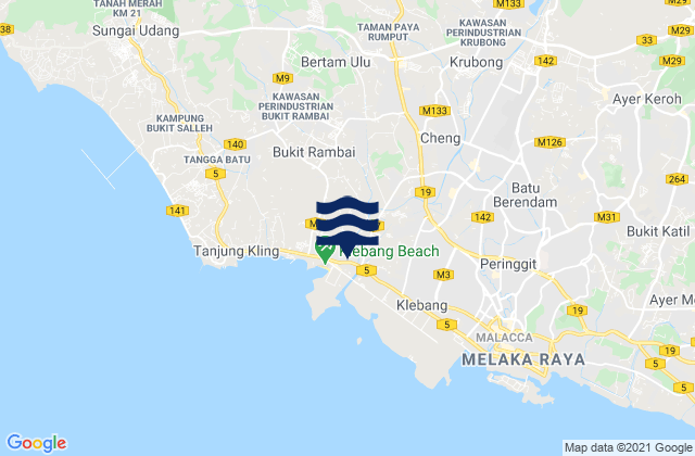 Karte der Gezeiten Klebang Besar, Malaysia