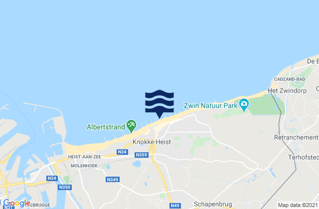 Karte der Gezeiten Knokke-Strand, Belgium
