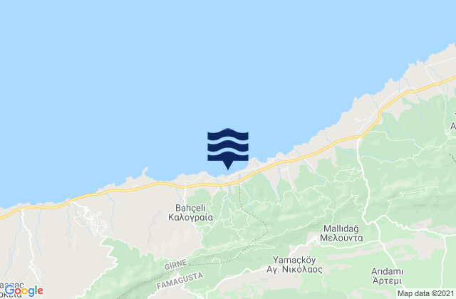 Karte der Gezeiten Knódara, Cyprus
