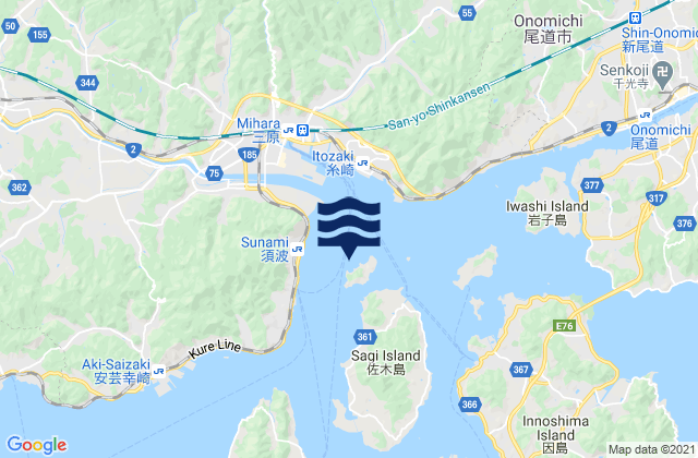 Karte der Gezeiten Ko-Sagi Sima, Japan
