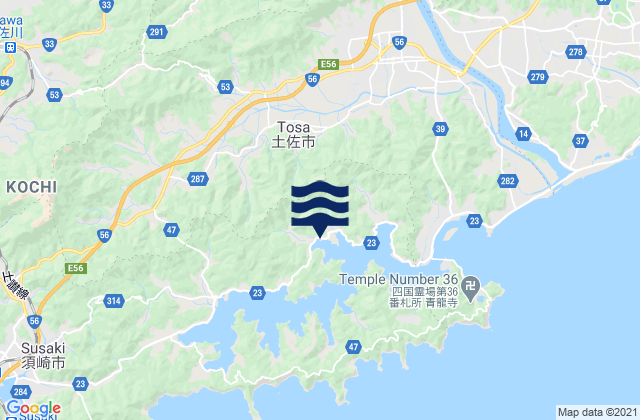 Karte der Gezeiten Kochi Prefecture, Japan