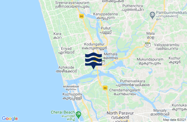 Karte der Gezeiten Kodungallūr, India