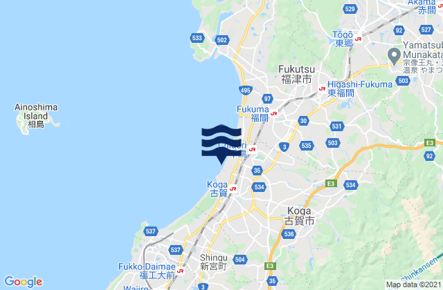 Karte der Gezeiten Koga-shi, Japan