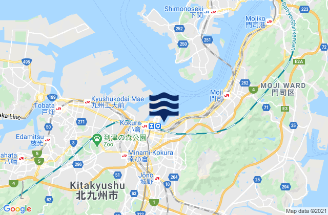 Karte der Gezeiten Kokurakita-ku, Japan