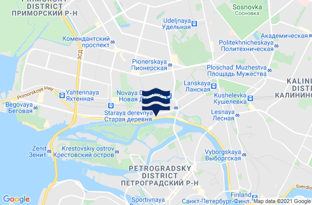 Karte der Gezeiten Kolomyagi, Russia