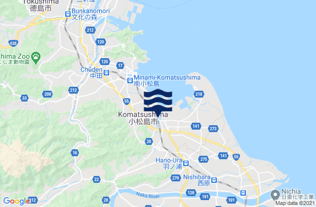 Karte der Gezeiten Komatsushima Shi, Japan