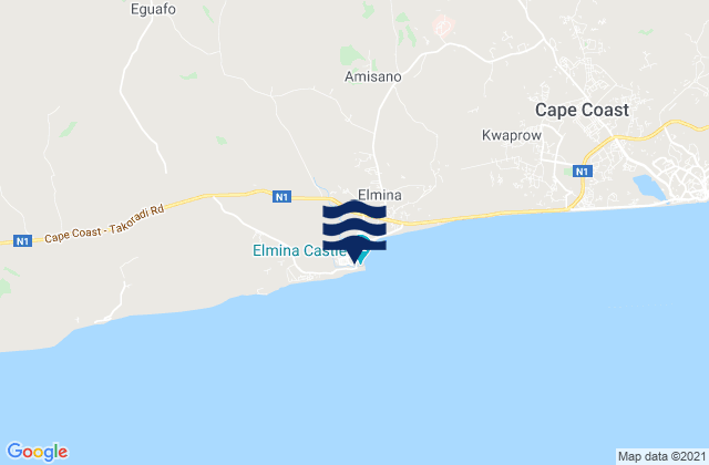 Karte der Gezeiten Komenda/Edina/Eguafo/Abirem, Ghana