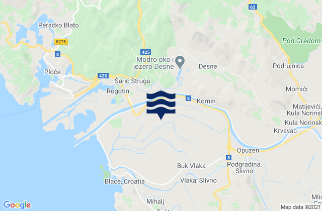 Karte der Gezeiten Komin, Croatia