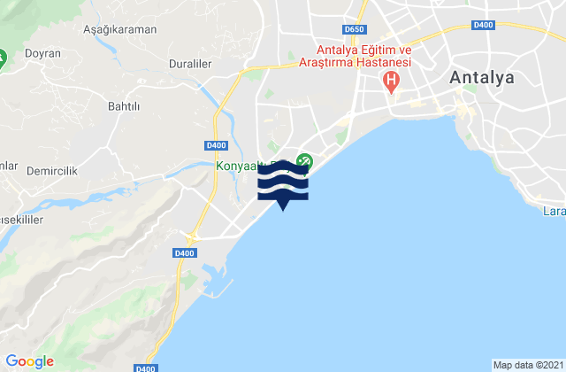 Karte der Gezeiten Konyaaltı, Turkey