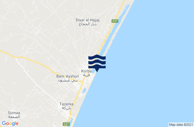 Karte der Gezeiten Korba, Tunisia