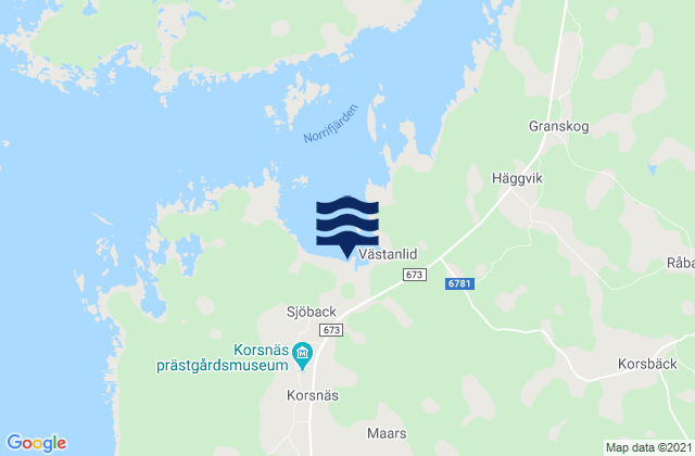 Karte der Gezeiten Korsnäs, Finland