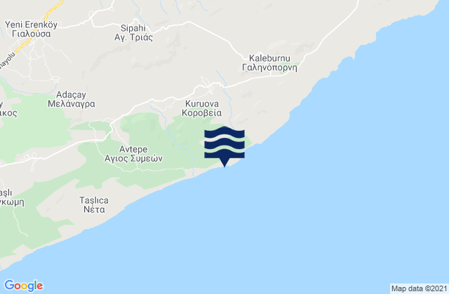 Karte der Gezeiten Koróveia, Cyprus