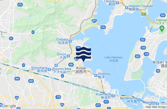 Karte der Gezeiten Kosai-shi, Japan