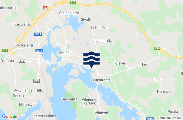 Karte der Gezeiten Kotka-Hamina, Finland