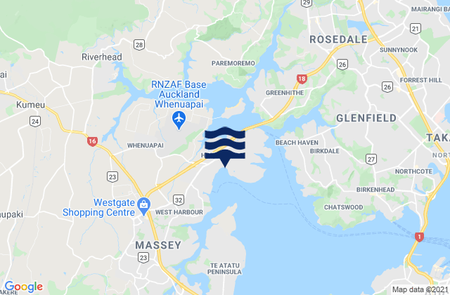 Karte der Gezeiten Kotukutuku Inlet, New Zealand