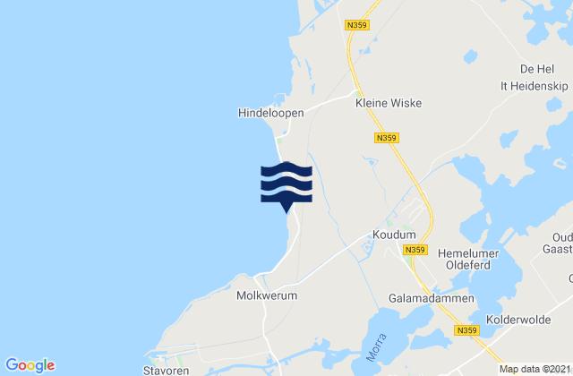Karte der Gezeiten Koudum, Netherlands