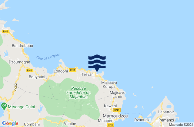 Karte der Gezeiten Koungou, Mayotte
