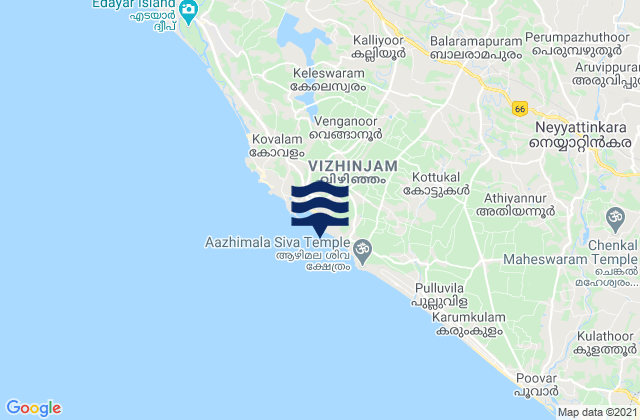 Karte der Gezeiten Kovalam, India