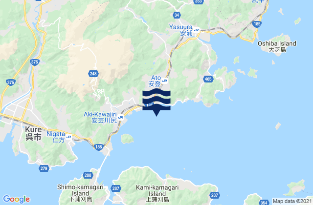 Karte der Gezeiten Koyo Aki Nada, Japan