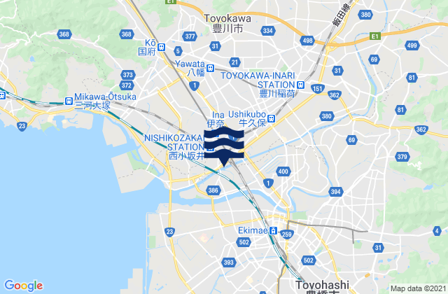 Karte der Gezeiten Kozakai-chō, Japan
