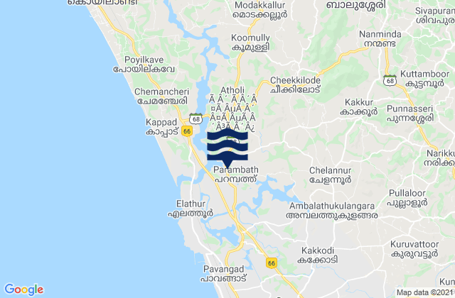 Karte der Gezeiten Kozhikode, India