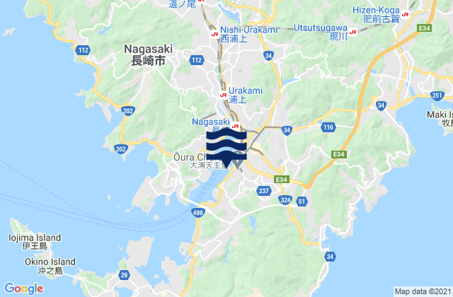 Karte der Gezeiten Kozonemachi, Japan