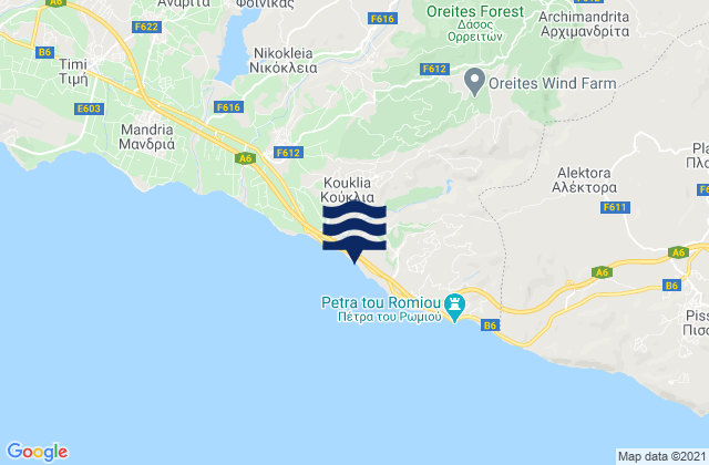 Karte der Gezeiten Koúklia, Cyprus
