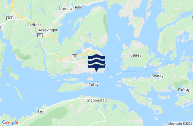 Karte der Gezeiten Kragerø, Norway