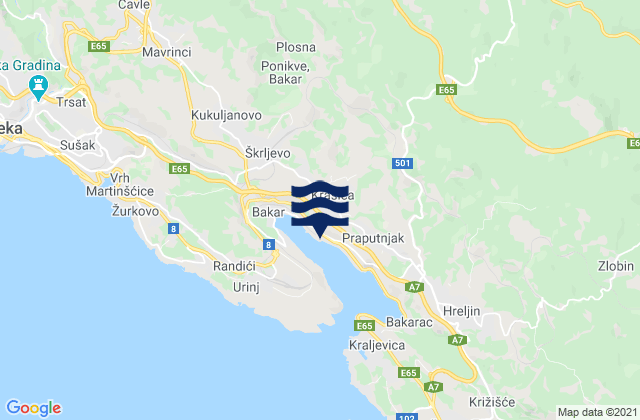 Karte der Gezeiten Krasica, Croatia