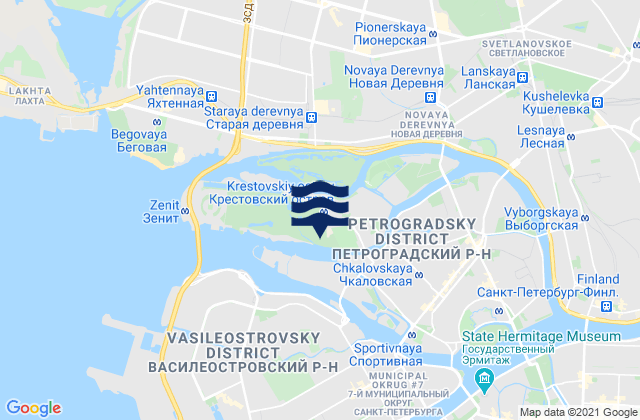 Karte der Gezeiten Krestovskiy ostrov, Russia