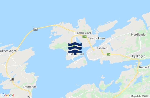 Karte der Gezeiten Kristiansund, Norway