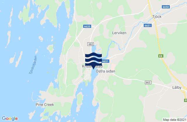 Karte der Gezeiten Kristinestad, Finland