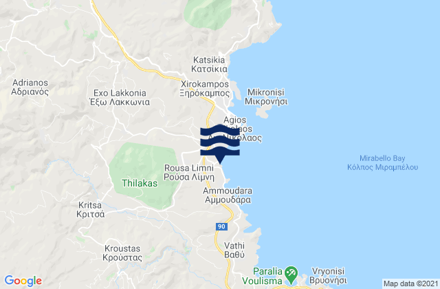 Karte der Gezeiten Kritsá, Greece