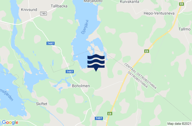 Karte der Gezeiten Kronoby, Finland