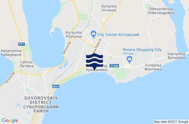 Karte der Gezeiten Kryzhanivka, Ukraine