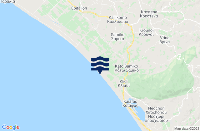 Karte der Gezeiten Kréstena, Greece