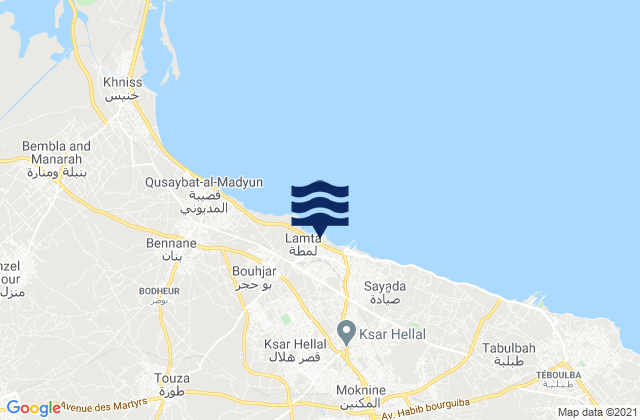 Karte der Gezeiten Ksar Helal, Tunisia